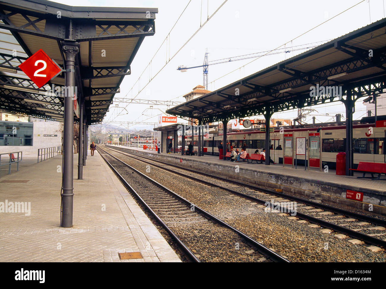 La gare ferroviaire. El Escorial, Madrid, province de l'Espagne. Banque D'Images