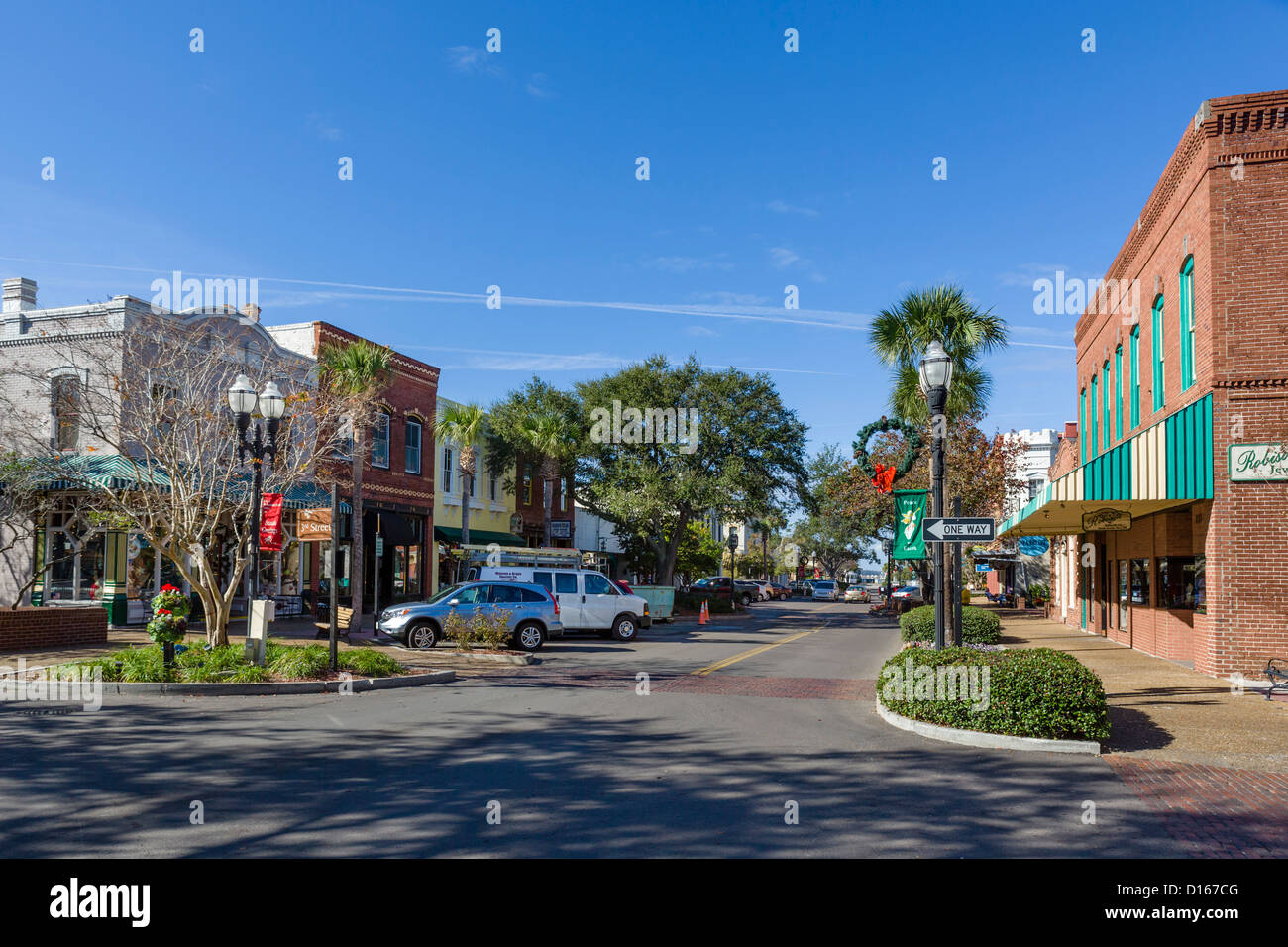 Centre Street (la rue principale) au centre-ville de Fernandina Beach, Amelia Island, Floride, USA Banque D'Images