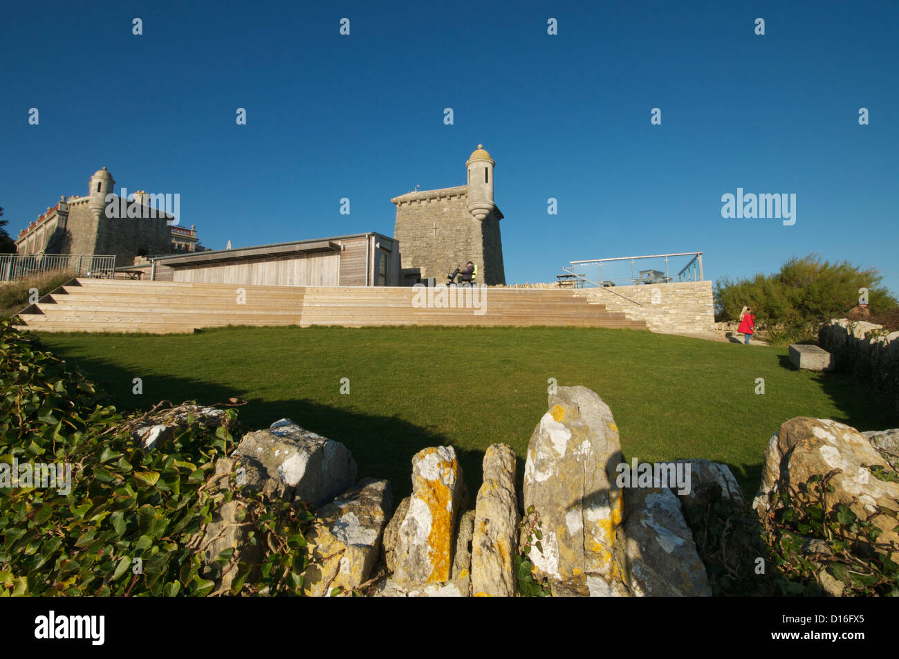 Château de Durlston sur une belle journée d'hiver Décembre Banque D'Images