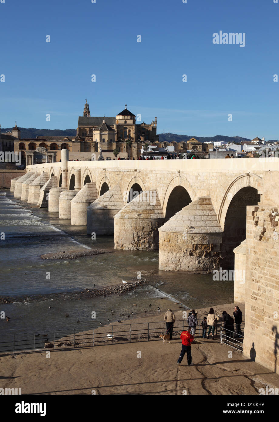 Le pont romain avec le Cathedral-Mosque de Cordoue en arrière-plan. Andalousie, Espagne Banque D'Images