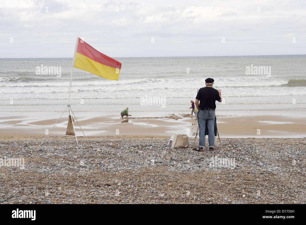 Peintre sur beach Banque D'Images