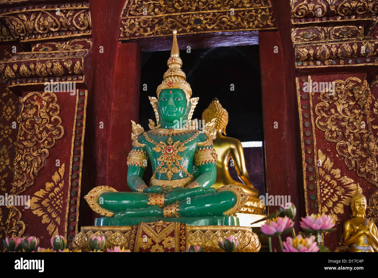 La Thaïlande, Chiang Mai, Phra Singh Temple (Wat Phra Singh), statue du Bouddha d'Émeraude (jade) Banque D'Images