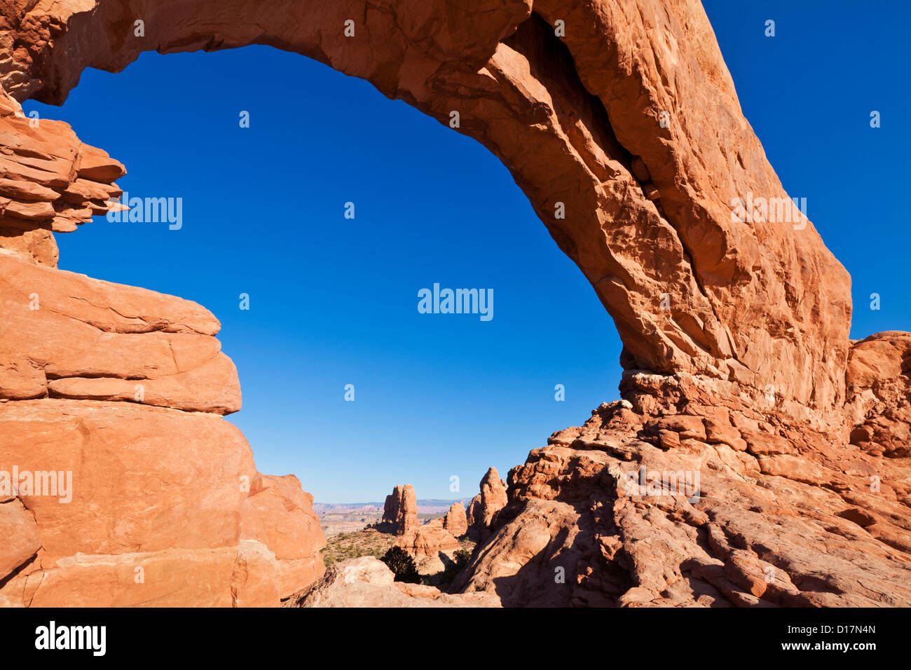 La fenêtre du Nord Arch Arches National Park près de Moab Utah USA Amérique du Nord États-Unis d'Amérique Banque D'Images
