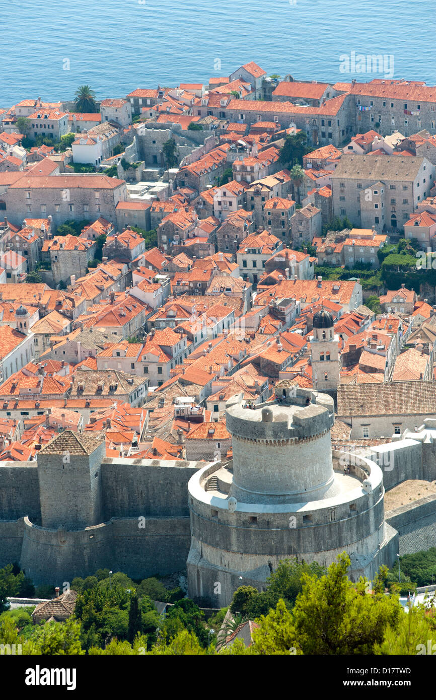 Tour Minčeta, une partie des murs de la vieille ville de Dubrovnik, dans la ville de Dubrovnik, sur la côte Adriatique de Croatie. Banque D'Images