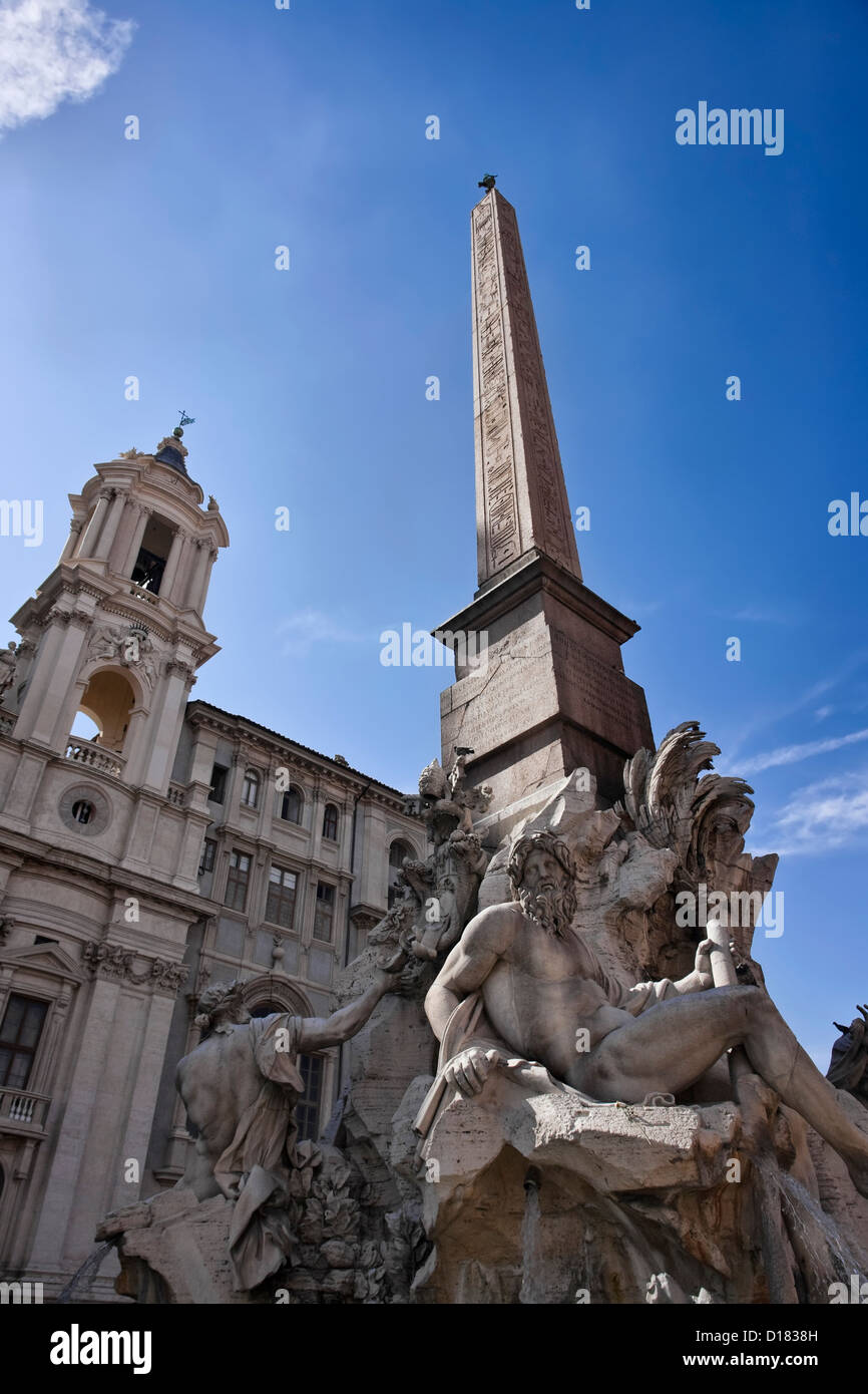 L'ITALIE, Lazio, Rome, Piazza Navona, la fontaine du Bernin 4 vents Banque D'Images