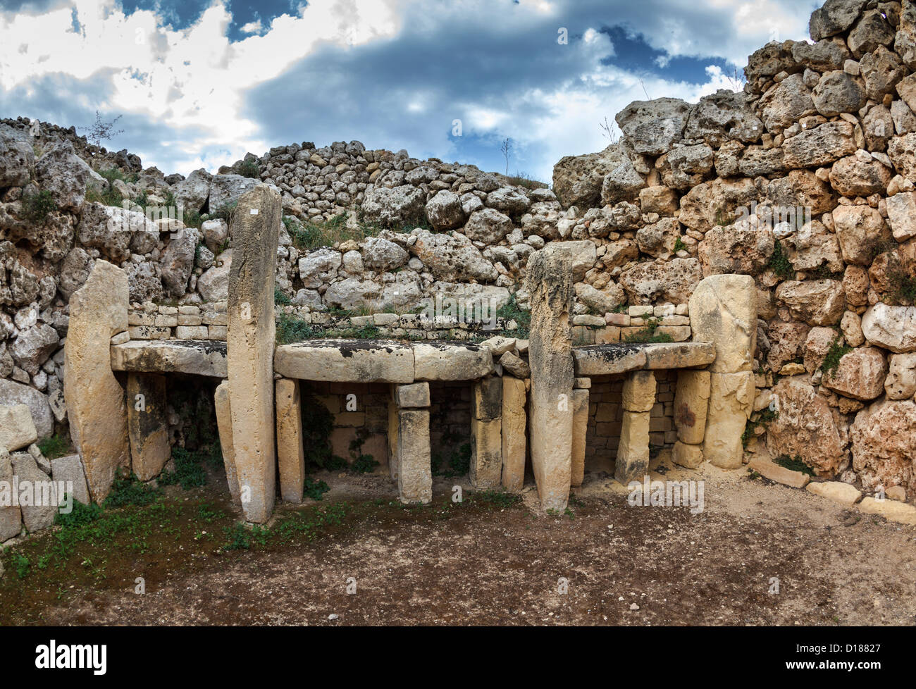 L'île de Malte, Gozo, les ruines de temples de Ggantija (3600-3000 avant J.-C.) Banque D'Images