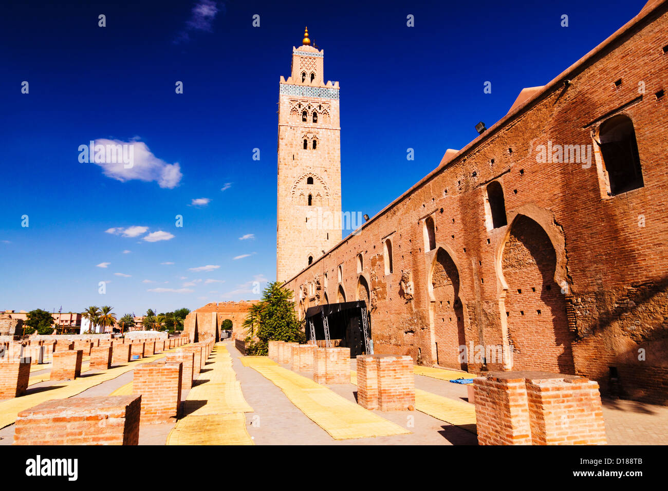 Mosquée de la Koutoubia et son minaret. Marrakech, Maroc Banque D'Images