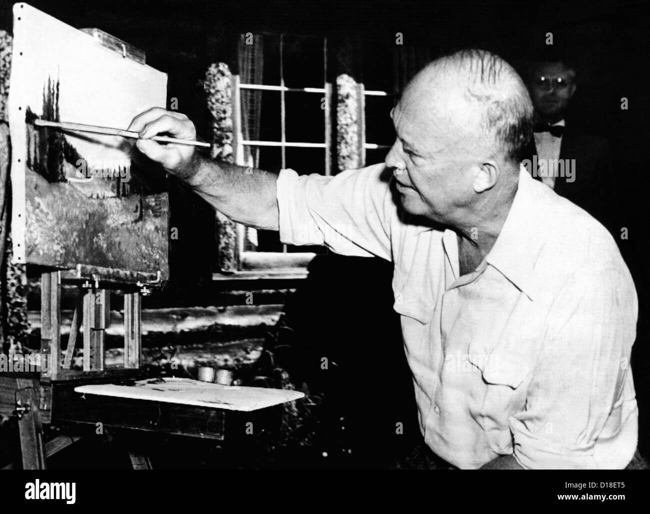 Candidat présidentiel républicain Dwight Eisenhower, la peinture dans Fraser, Colorado. Il a commencé à peindre en 1948 et terminé 260 Banque D'Images