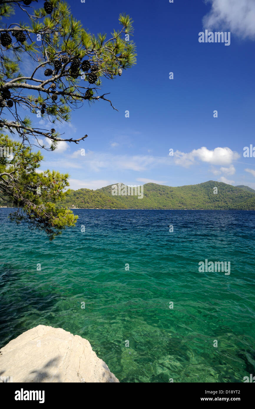 Croatie, Dalmatie, île de Mljet, lac Veliko Jezero Banque D'Images