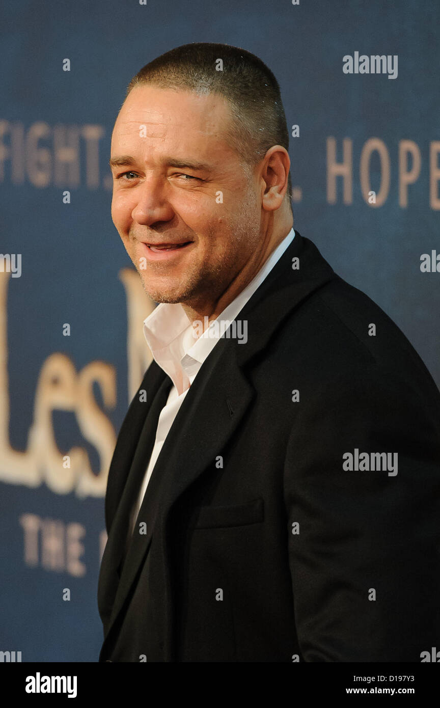 New York City, USA, 10 décembre 2012. Russell Crowe assiste à la première de New York "Les Miserables" au Ziegfeld Theatre à Manhattan. Banque D'Images