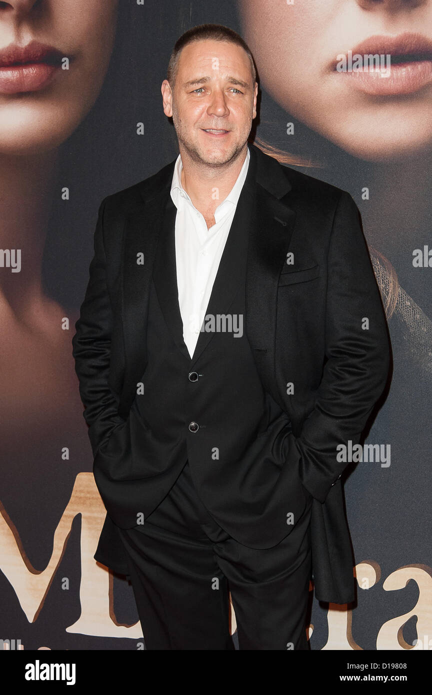 New York City, USA, 10 décembre 2012. Russell Crowe assiste à la première de New York "Les Miserables" au Ziegfeld Theatre à Manhattan. Banque D'Images