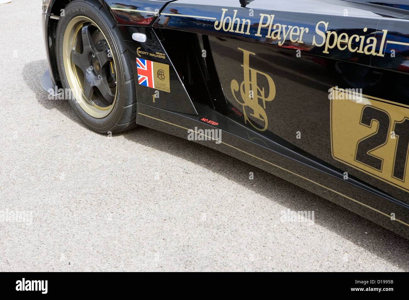 Le côté d'un John Player Special parrainé voiture de course. Banque D'Images