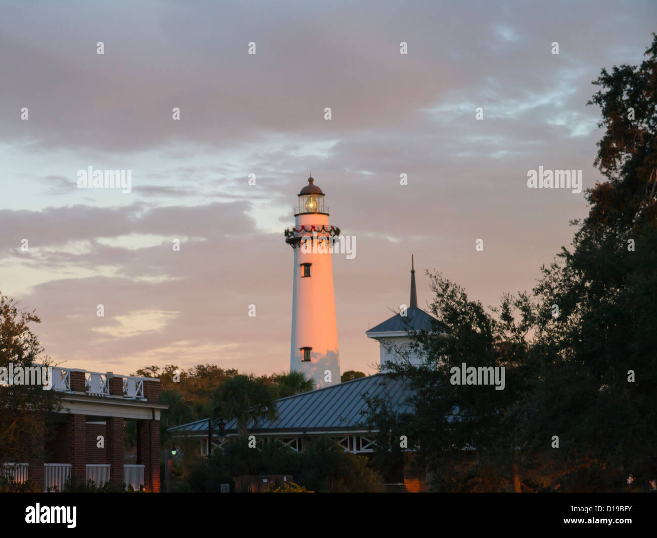 La fin de l'après-midi la lumière sur St Simons Island St Simons Island Phare sur la Géorgie Banque D'Images