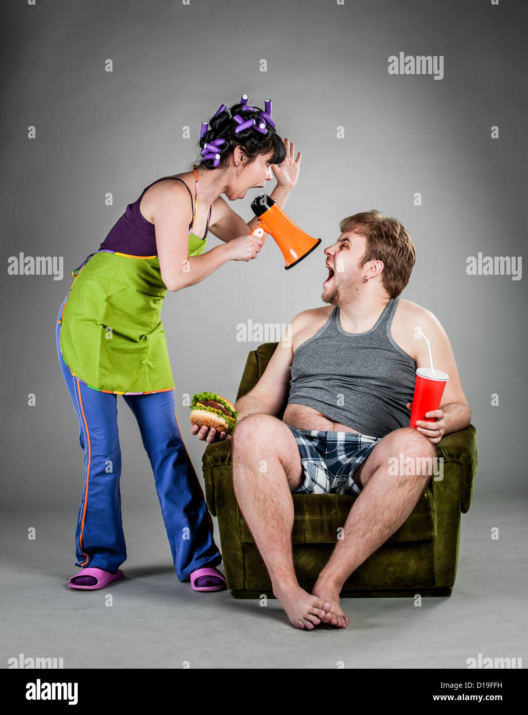 Querelle du mari avec la femme Banque D'Images