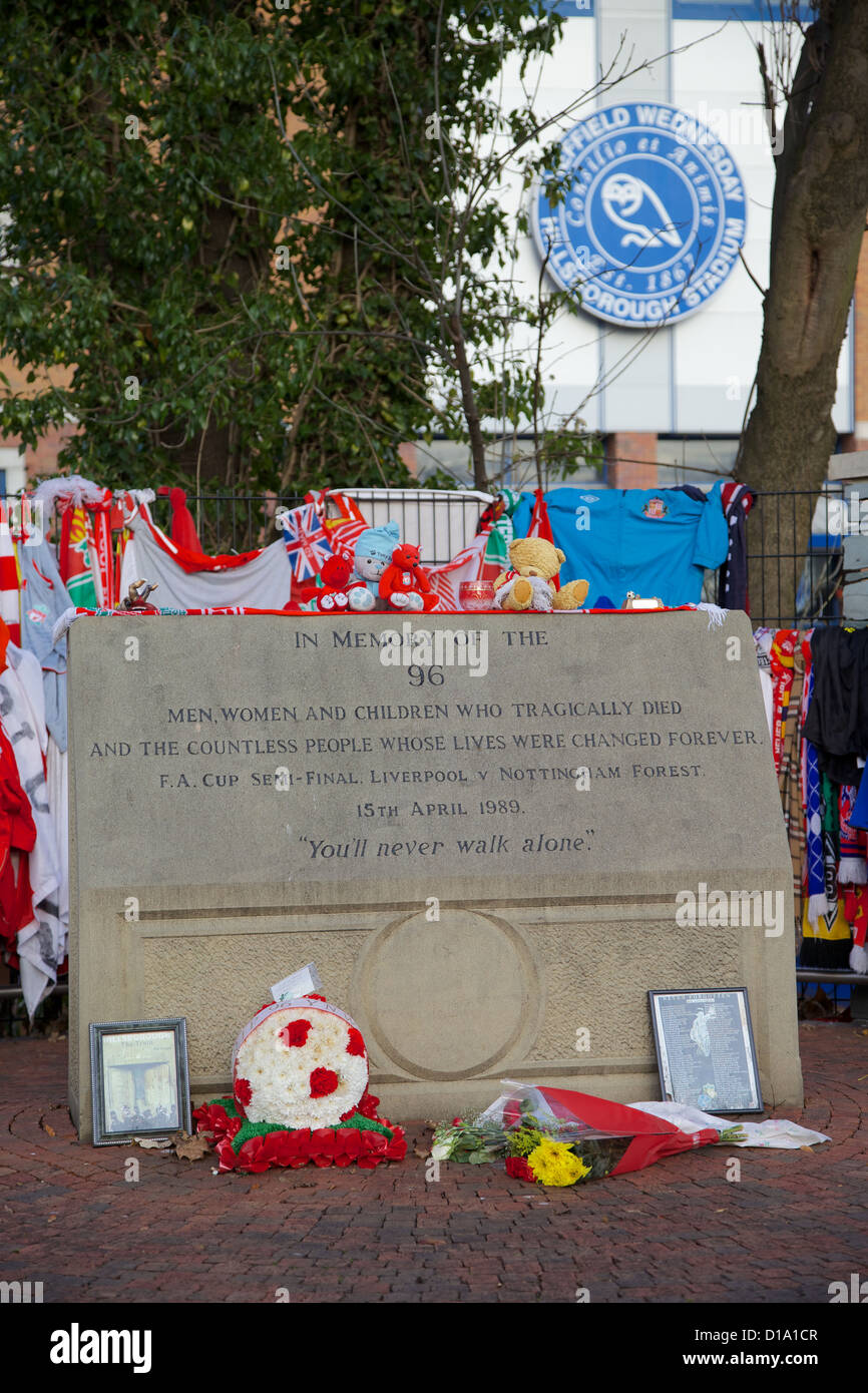 Monument à Hillsborough Sheffield Wednesday FC Banque D'Images
