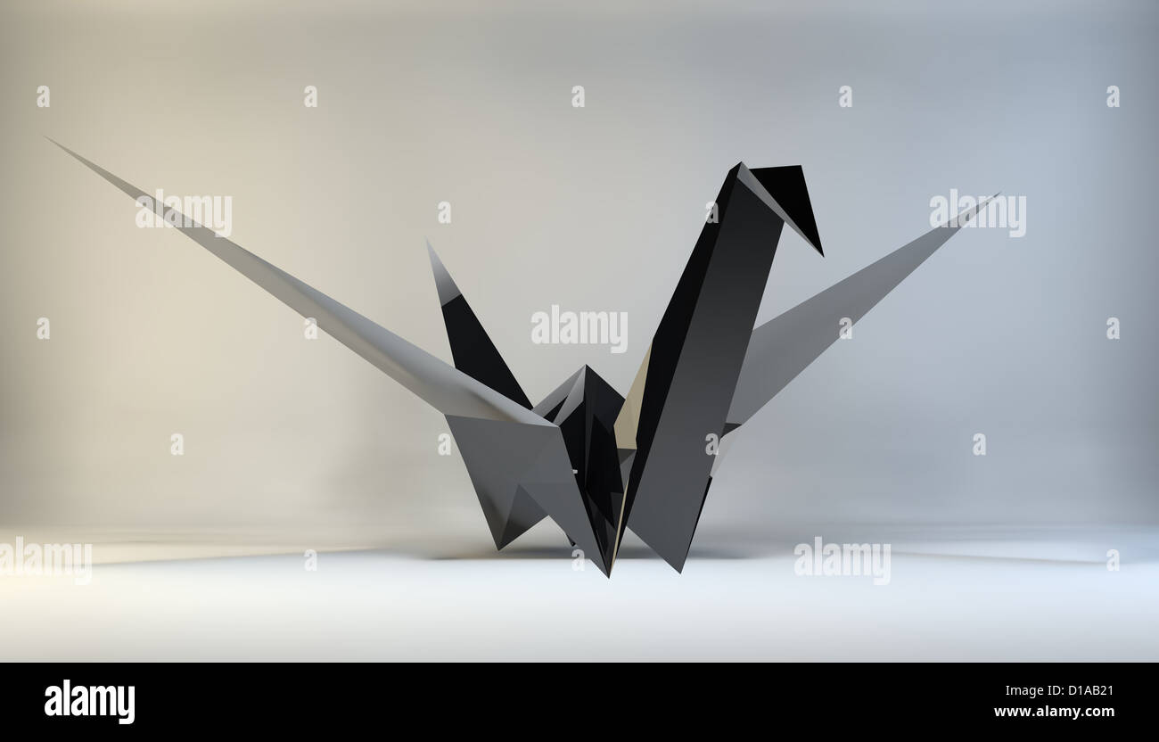 Oiseau en origami, clipping path Banque D'Images