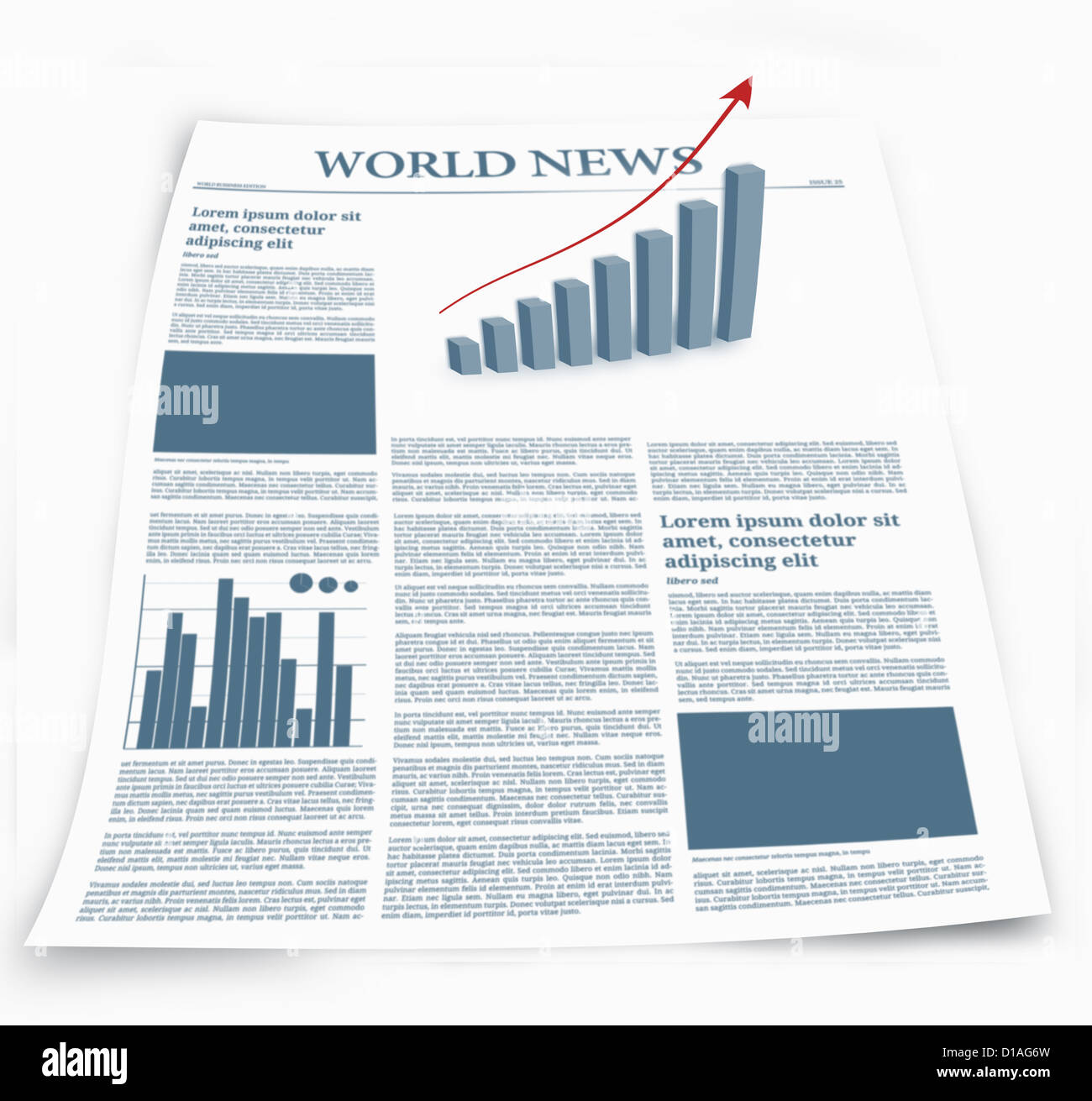 Journal d'entreprise nommé les nouvelles du monde avec des graphiques Banque D'Images