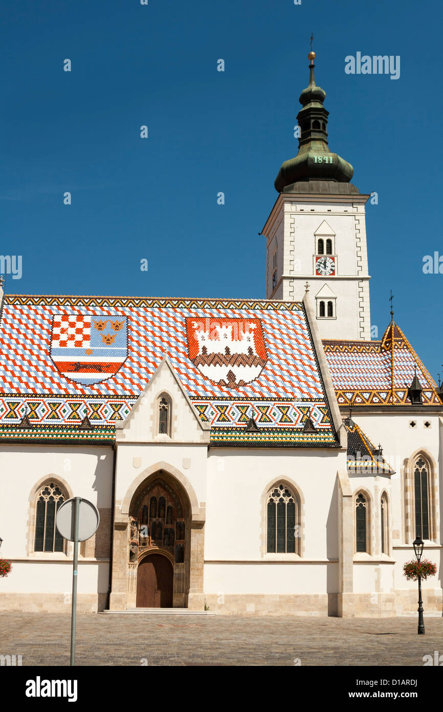 L'église Saint Marc à la place St Marc. Zagreb, Croatie Banque D'Images