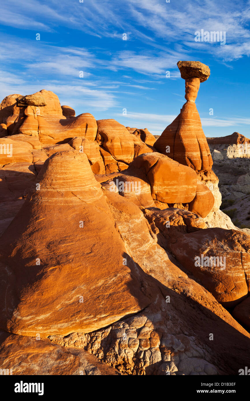 Toadstool Hoodoos Paria Rimrocks Près De Kanab, Grand Staircase-Escalante National Monument, Utah, États-Unis Banque D'Images