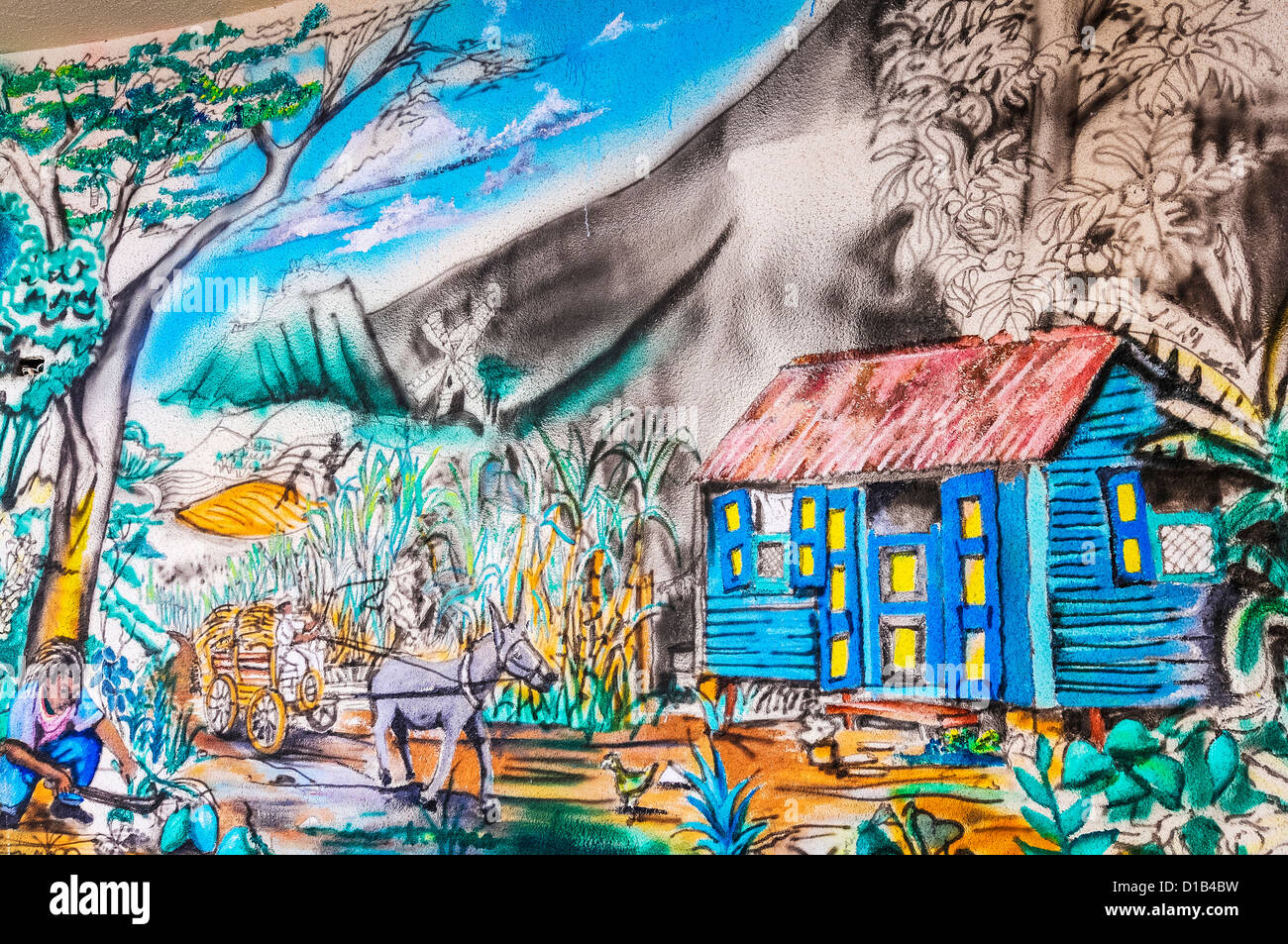peinture murale, st.kitts caribbean island port basseterre Banque D'Images