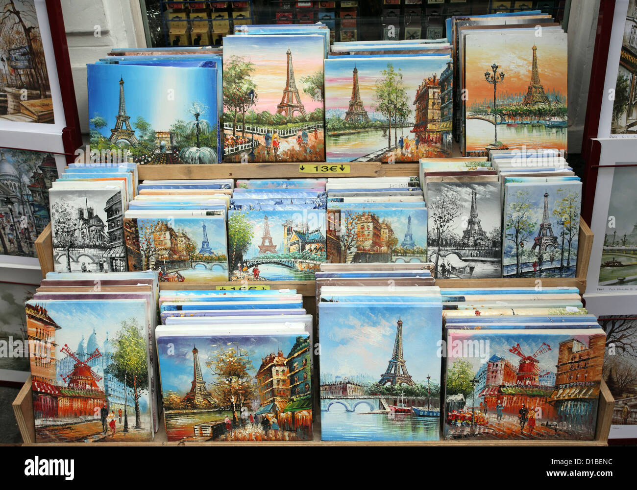Paris, France, un état avec des peintures à l'huile de paysages urbains parisien Banque D'Images