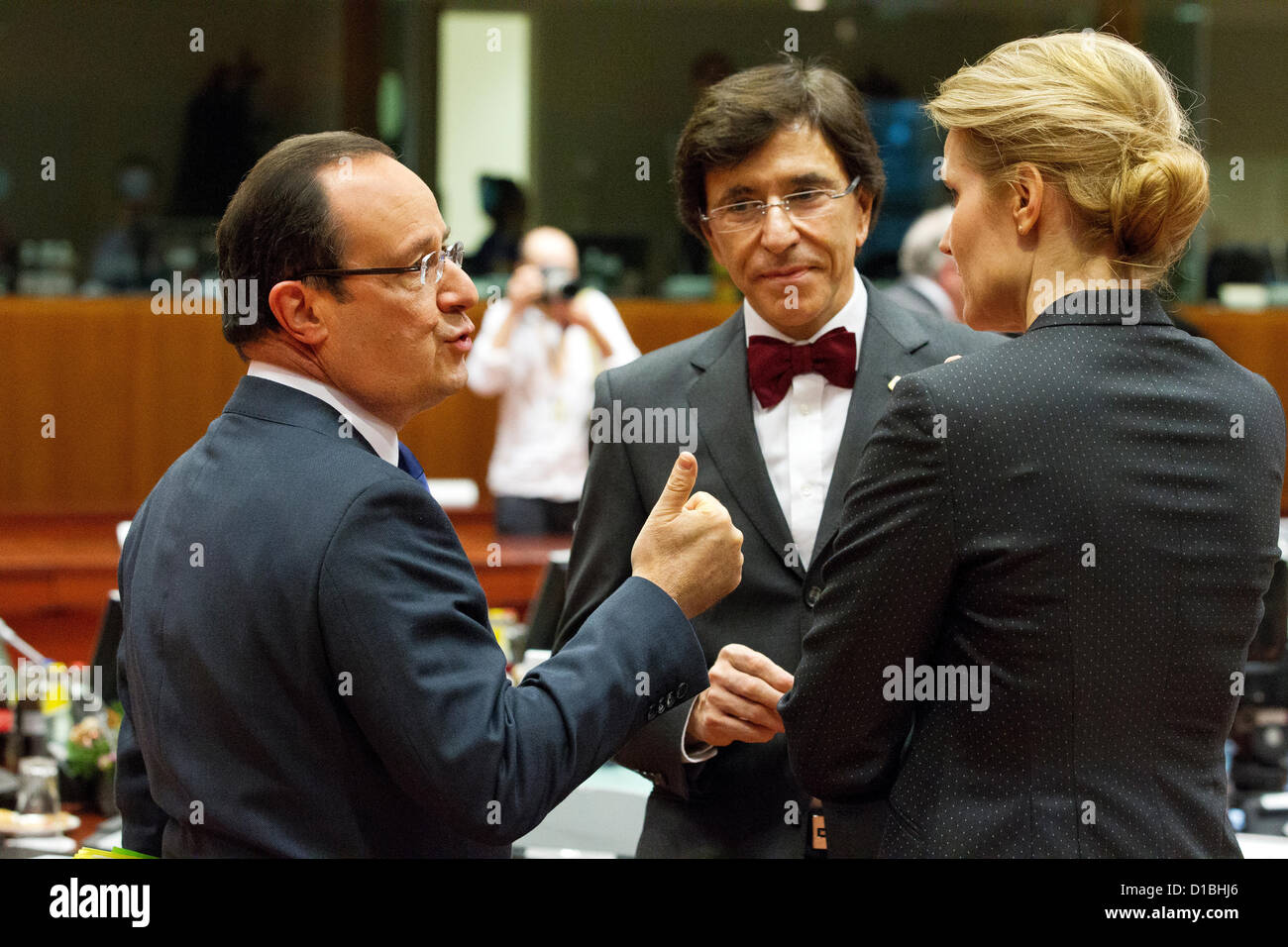 François Hollande Elio Rupo Helle Thorning-Schmidt Banque D'Images