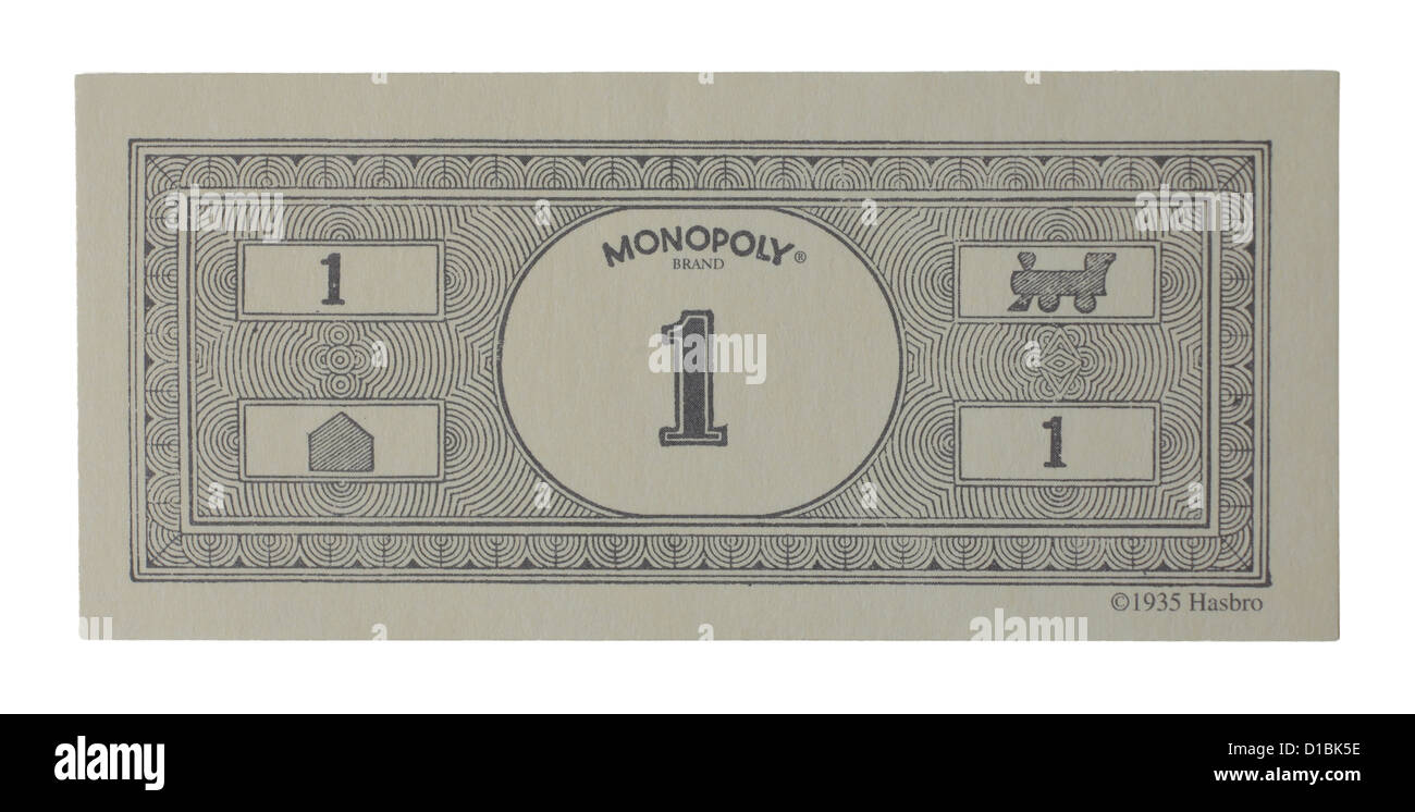 Jeu de Monopoly 1 billet de banque Photo Stock - Alamy