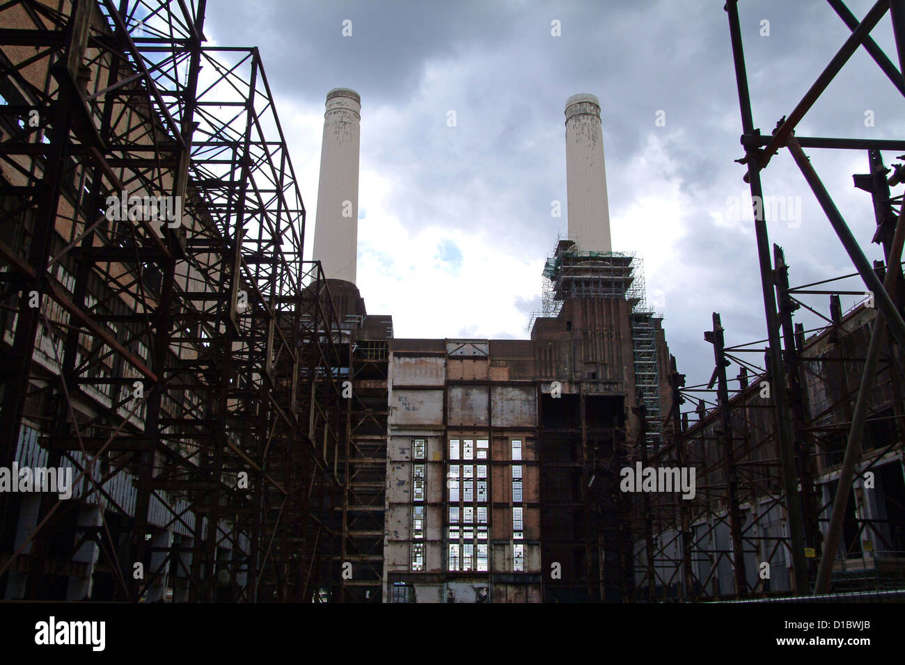Intérieur de la centrale électrique de Battersea avant le développement en 2008. Banque D'Images