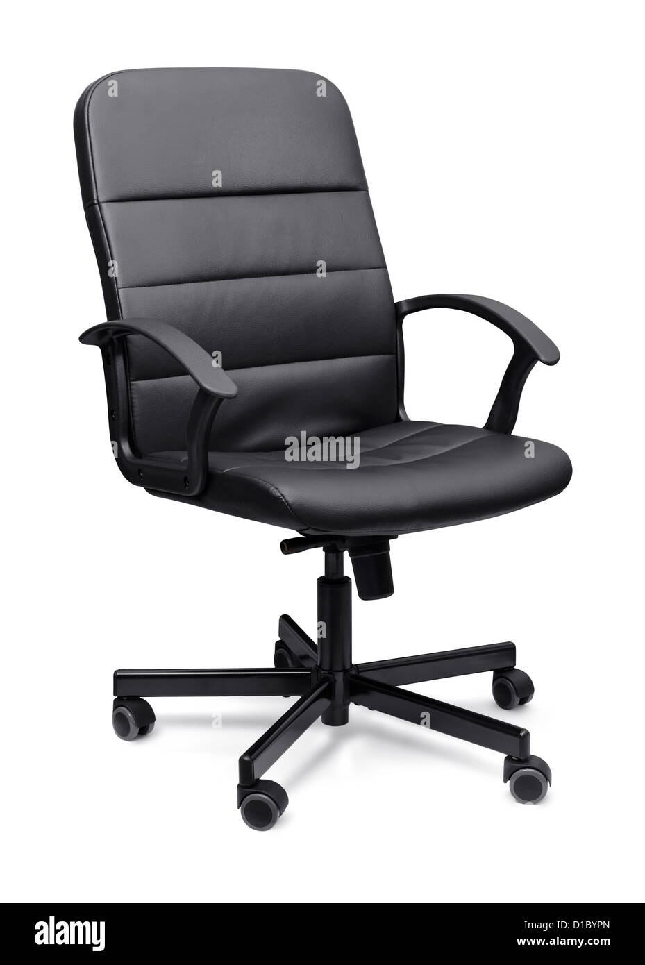 Chaise de bureau en cuir noir isolé sur whit Banque D'Images