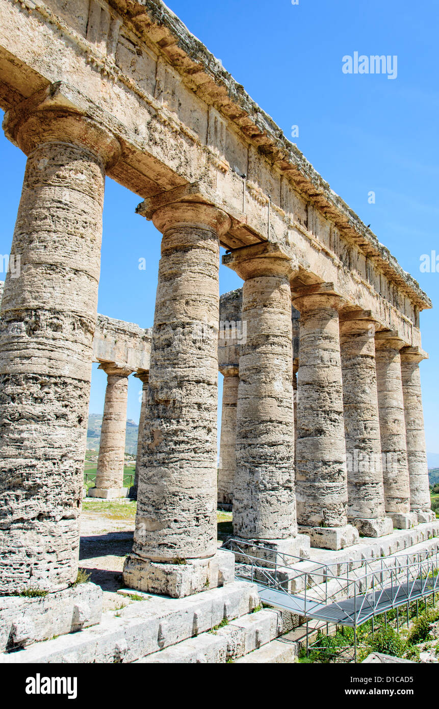 Temple dorique de Ségeste, en Sicile, Italie Banque D'Images