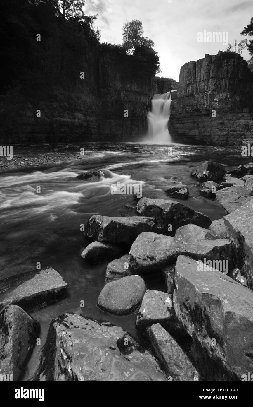 Image panoramique à force de haute chute d'eau, fleuve Tees, Upper Teesdale, comté de Durham, Angleterre, Grande-Bretagne, Royaume-Uni Banque D'Images