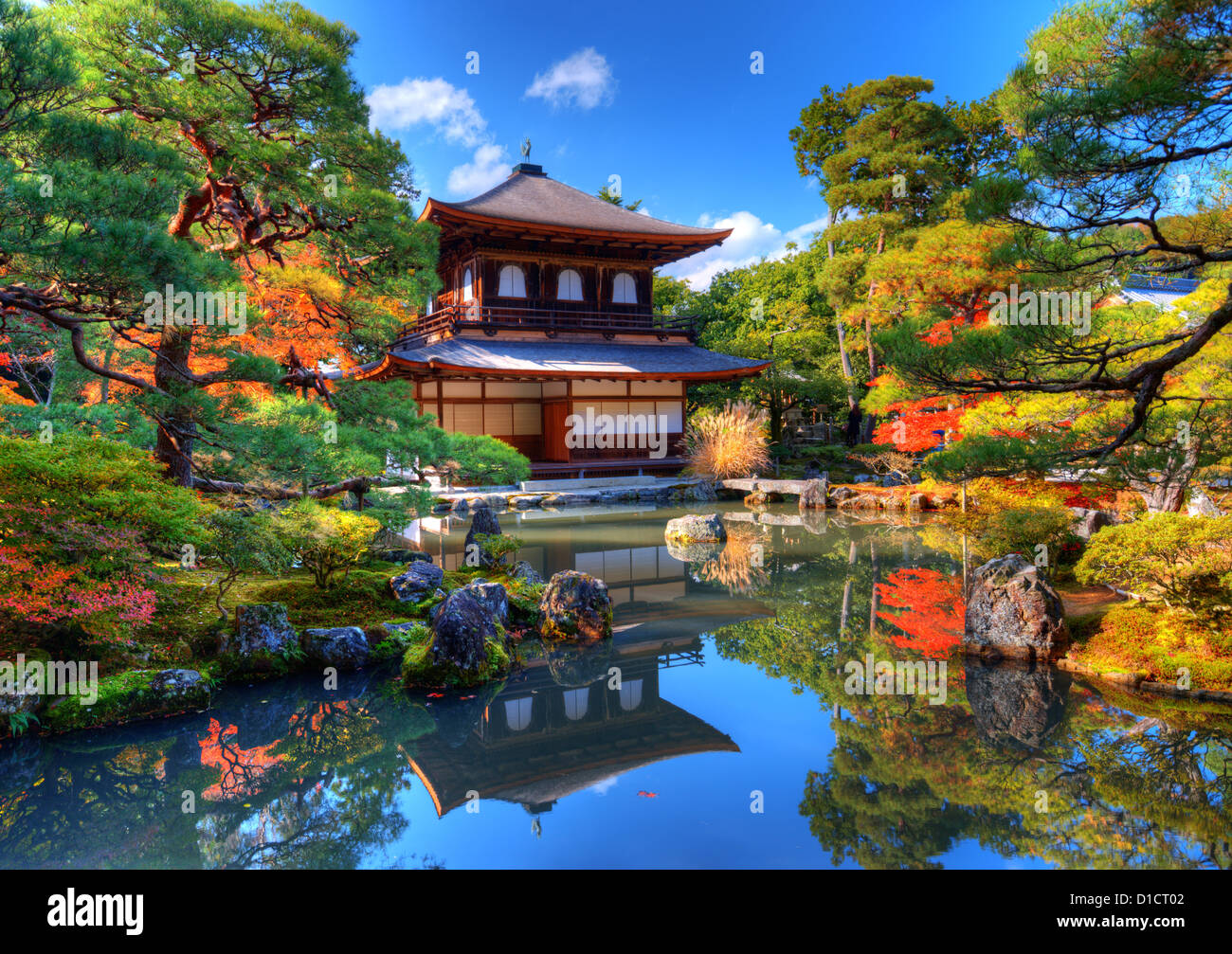 Ginkaku-ji, connu sous le nom de temple du pavillon d'argent, à Kyoto, au Japon. Banque D'Images