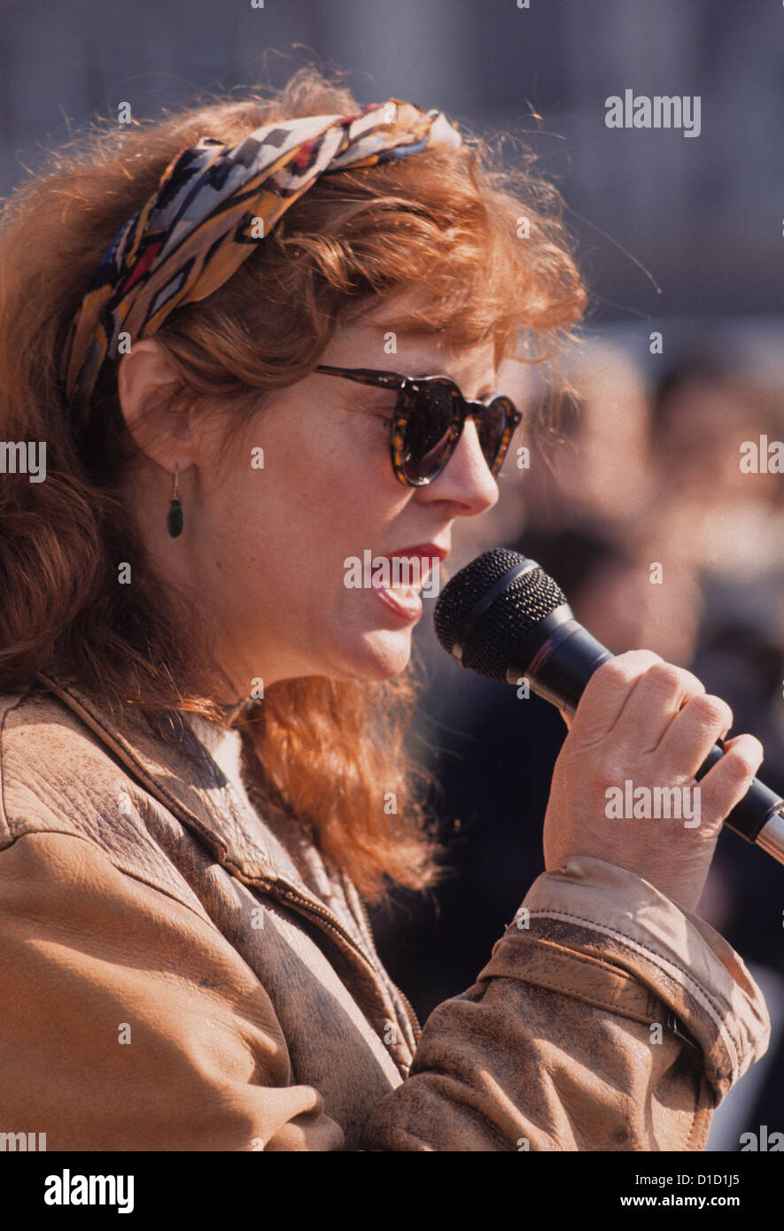 New York, NY actrice Susan Sarandon se prononce contre la guerre du Golfe, l'université de Columbia.©Stacy Walsh Rosenstock/Alamy Banque D'Images