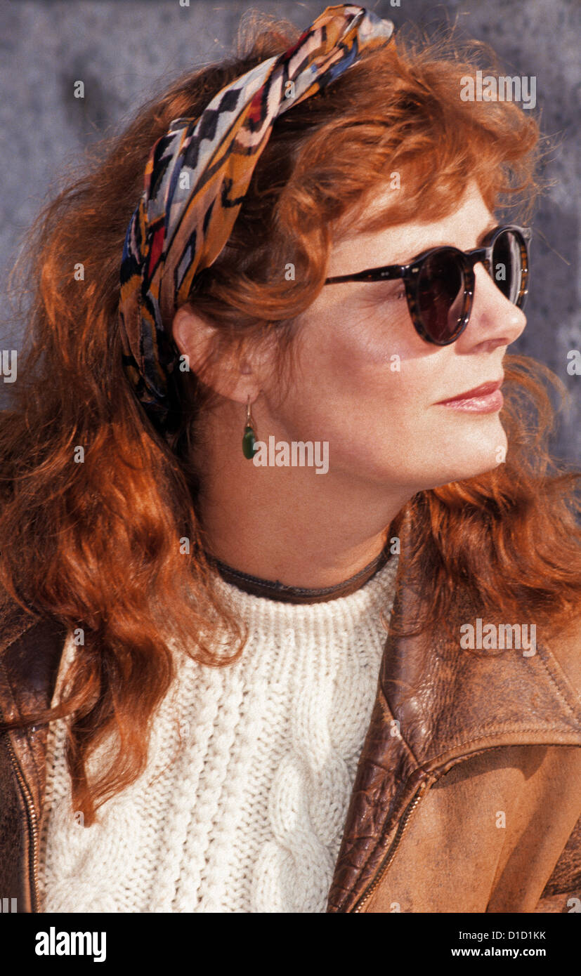 New York, NY - Janvier 1991 - actrice Susan Sarandon lors d'un rassemblement pour protester contre la guerre du Golfe, l'université de Columbia ©Stacy Walsh Rosenstock/Alamy Banque D'Images