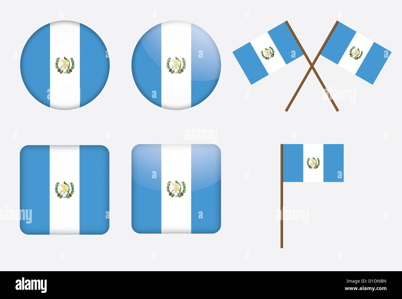 Set de badges avec le drapeau du Guatemala Banque D'Images