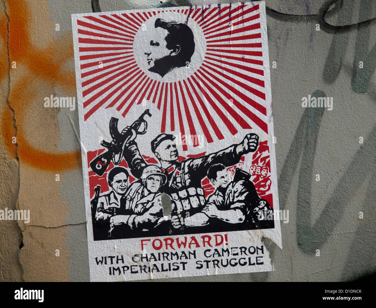 Street art politique sur un mur à Brighton. Banque D'Images