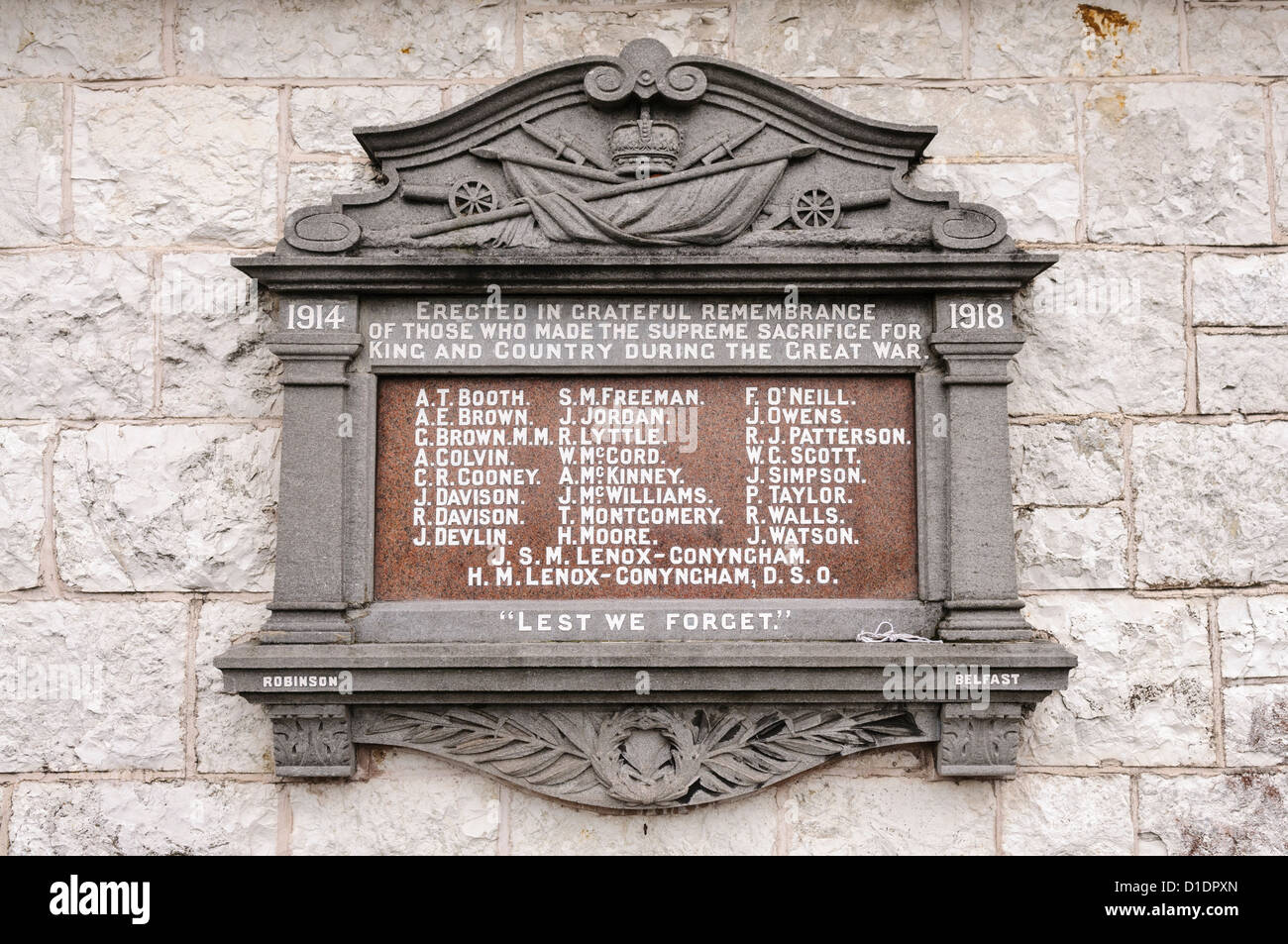 La mémoire des soldats qui sont morts dans la Première Guerre mondiale Banque D'Images