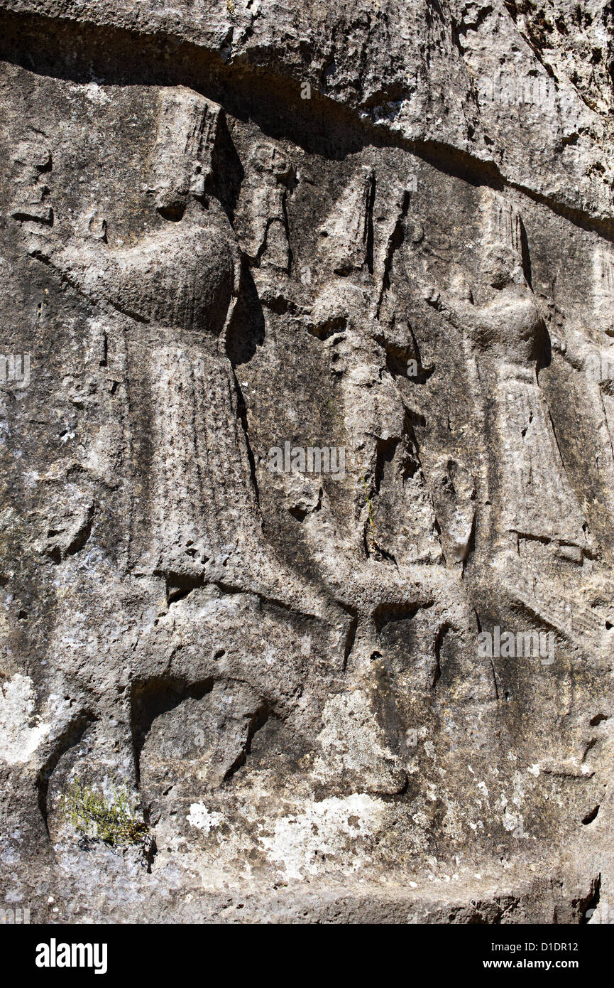 Prêtre la sculpture à Yazılıkaya sanctuary [ rock ], Hattusa écrit le plus grand sanctuaire Hittite Banque D'Images