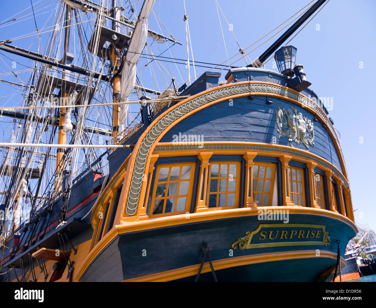 Bateau utilisé dans le film Master and Commander dans les grands navires à voile dans le port de San Diego, California USA Banque D'Images