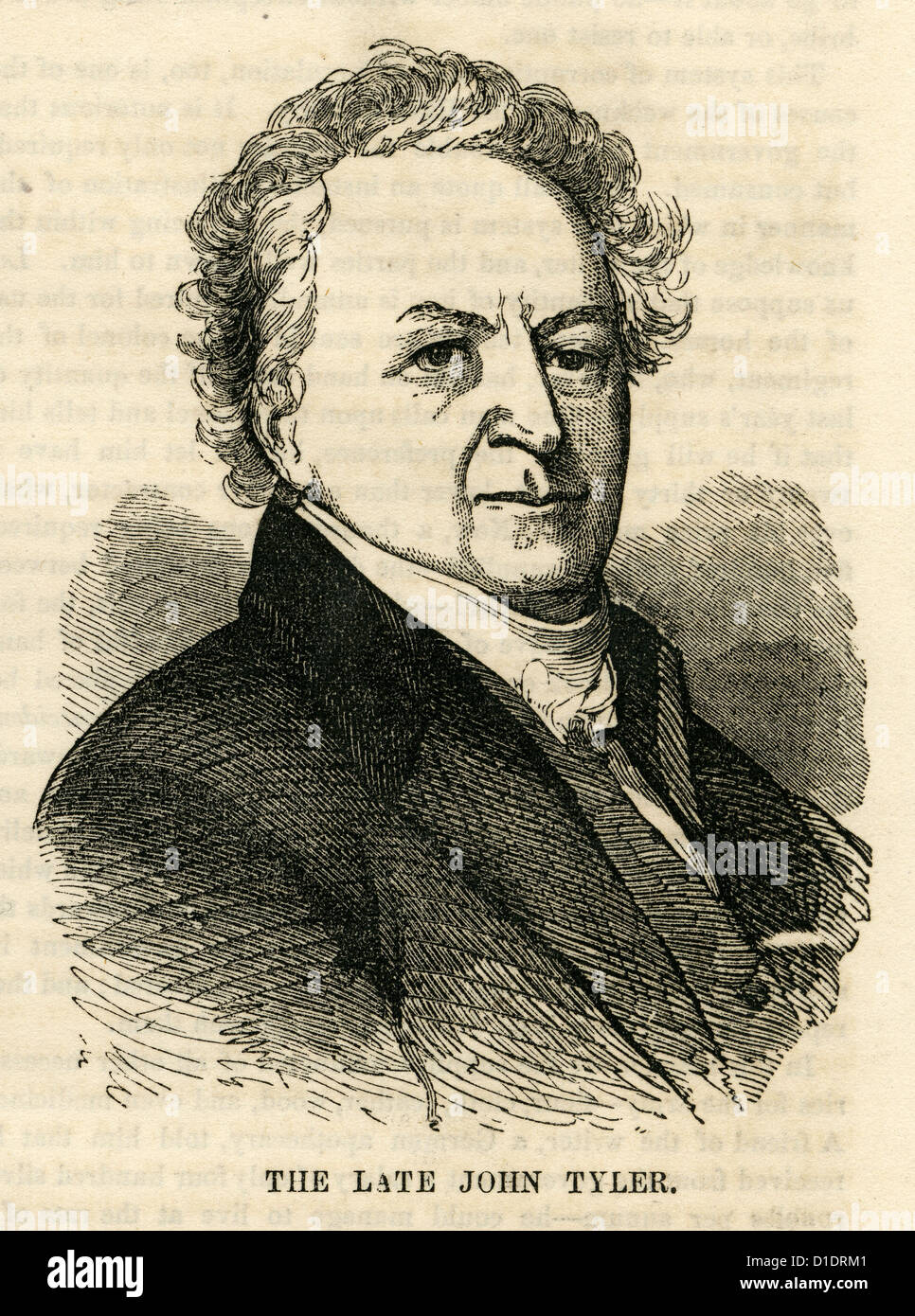 1854 gravure, feu John Tyler (1779-1853 ou 1854) de Boston, un éminent marchand et commissaire-priseur. Banque D'Images