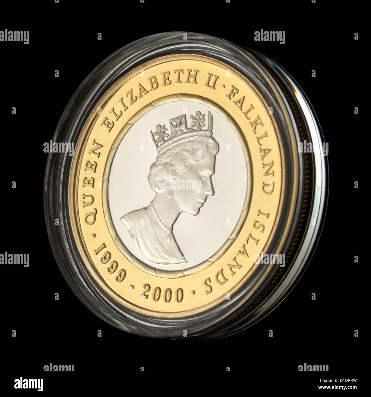 L'avers de la Monnaie royale (Série du Millénaire) £2 Îles Malouines en Argent Sterling .925 commémorative plaqués or 24 ct de coin Banque D'Images