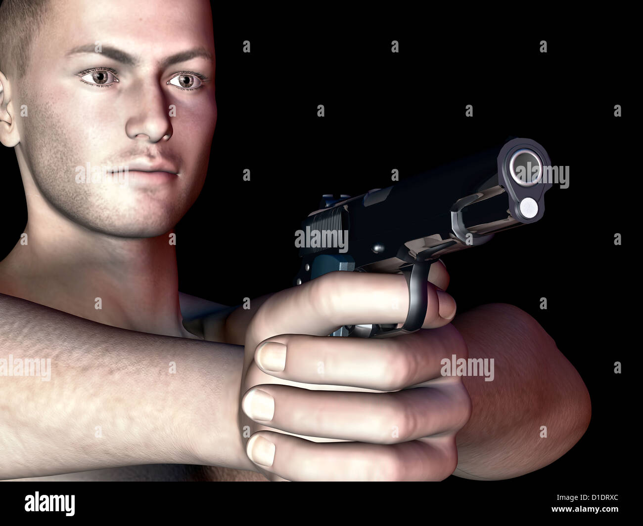 Personne pointant un pistolet Banque D'Images