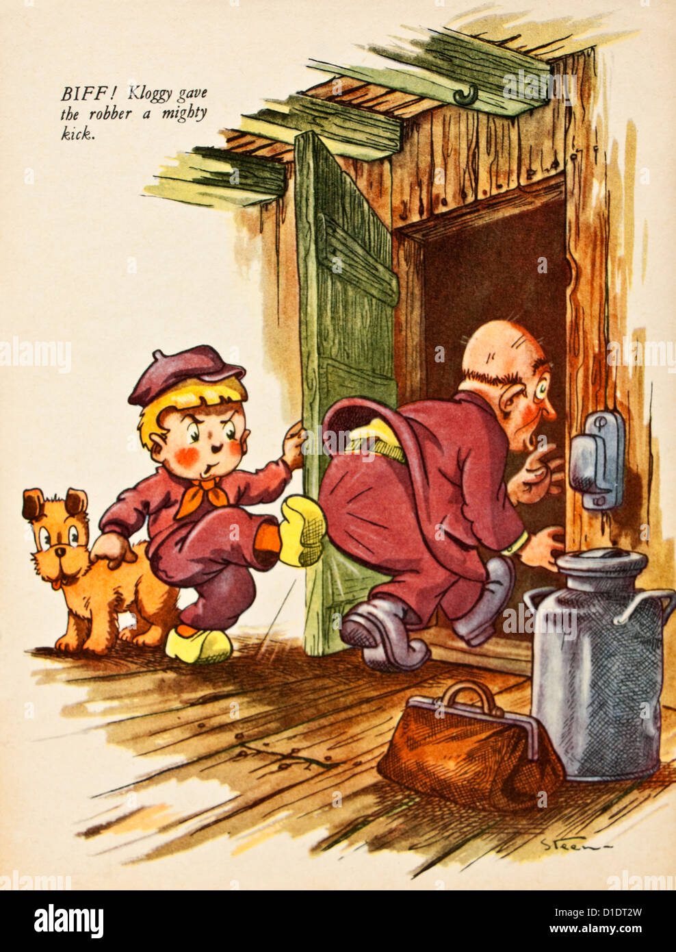 1940 Illustration de l'anglais livre pour enfants "Les aventures de Kloggy et son petit chien Snooks'. Banque D'Images