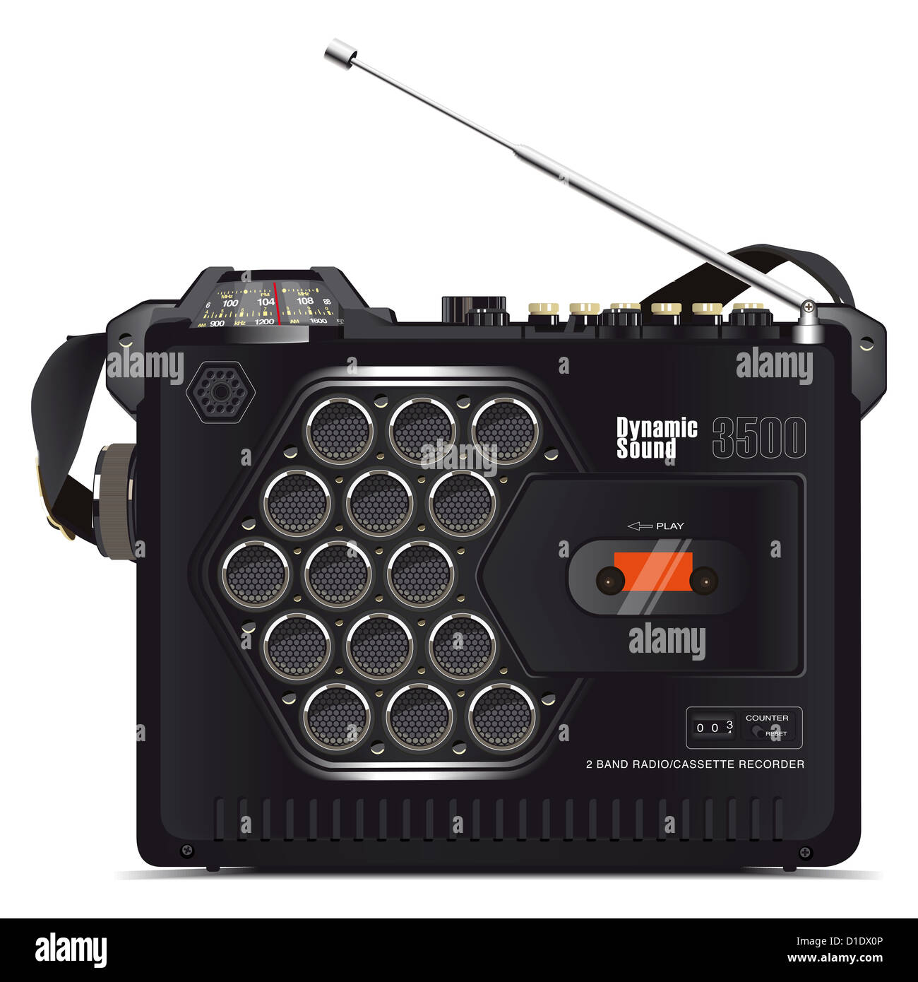 Illustration d'un ghettoblaster rétro fantastique Banque D'Images