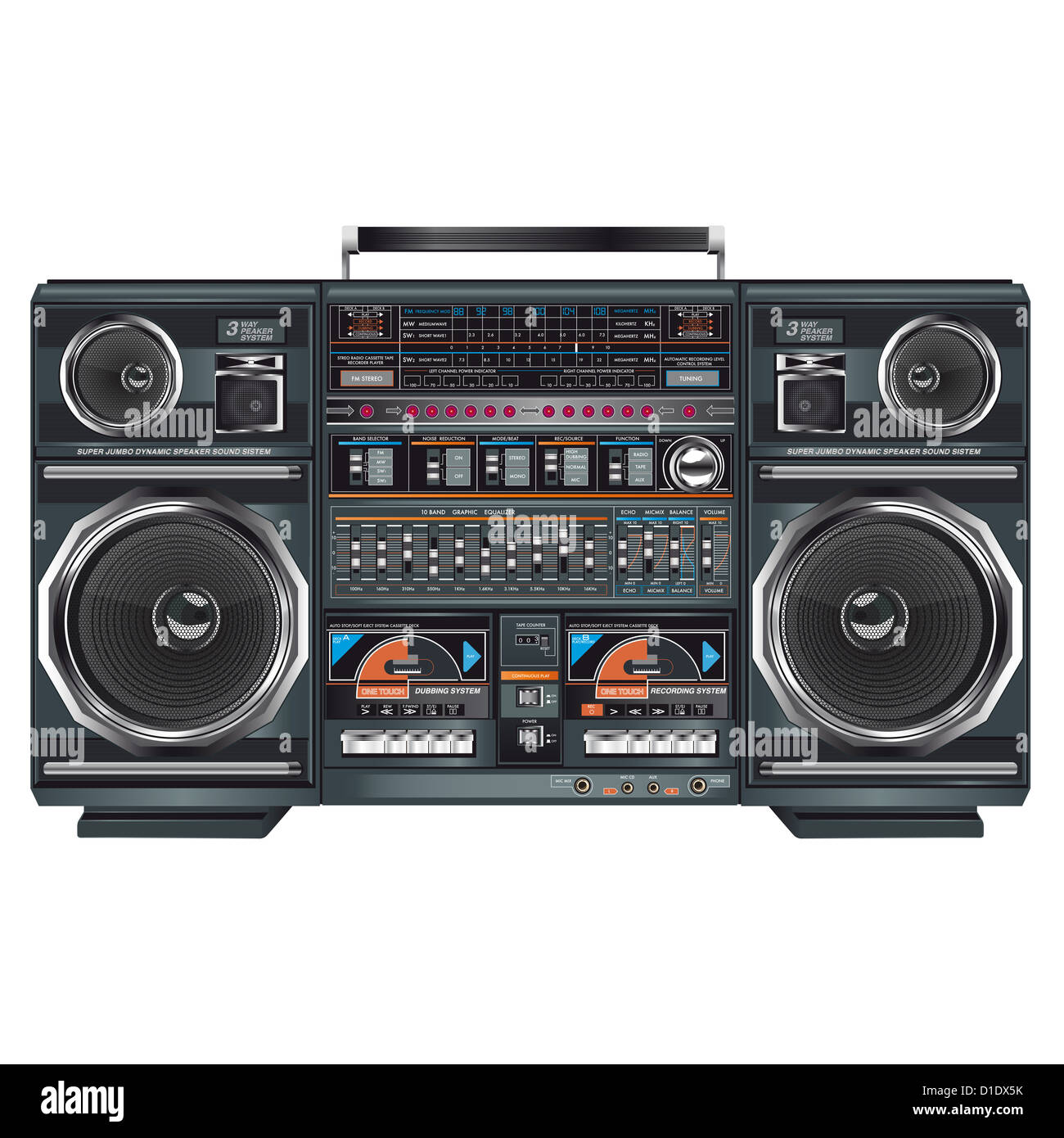 Illustration d'un ghettoblaster rétro fantastique Banque D'Images