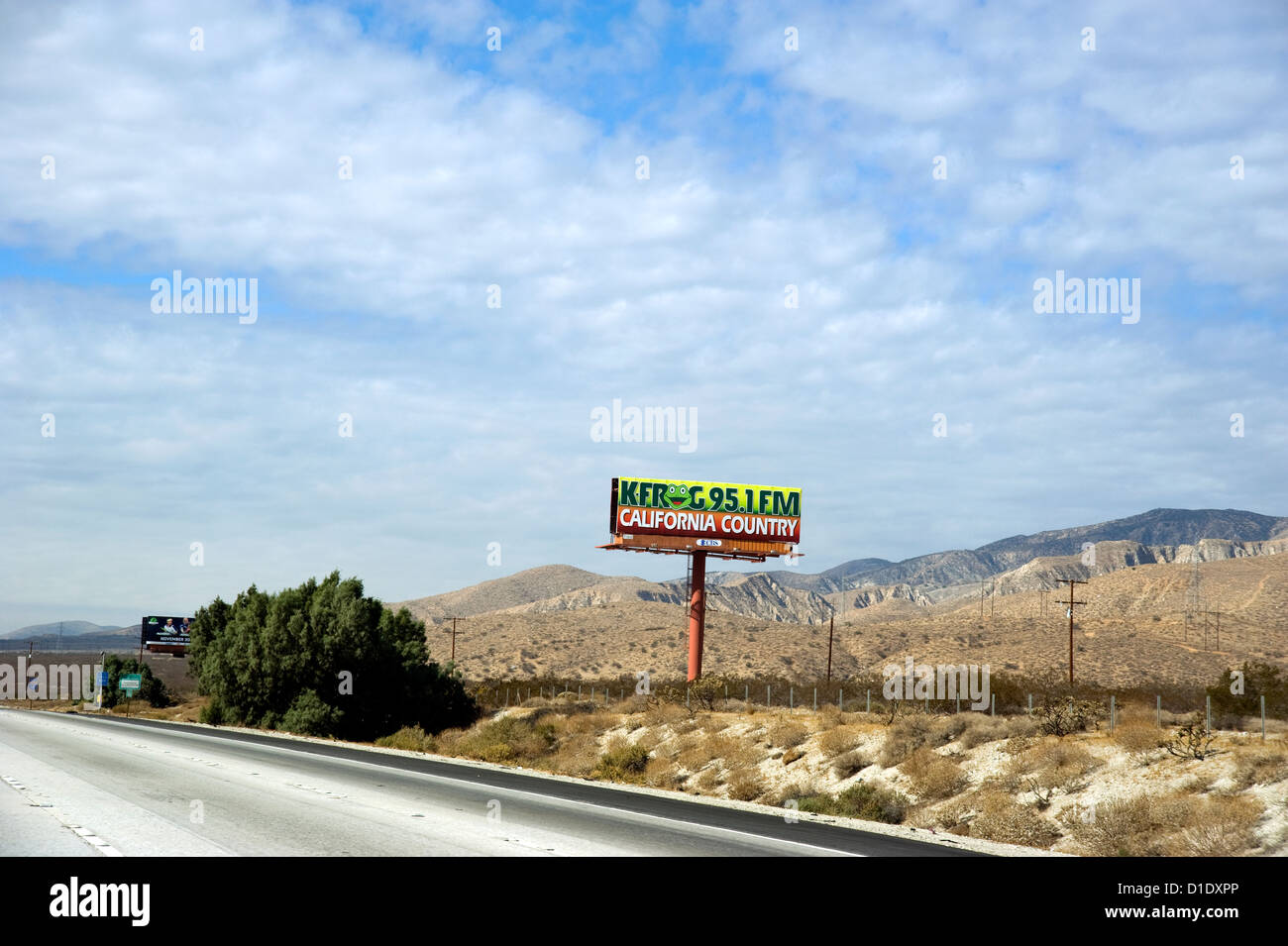 Panneau de l'autoroute du désert près de Palm Springs, Californie Banque D'Images