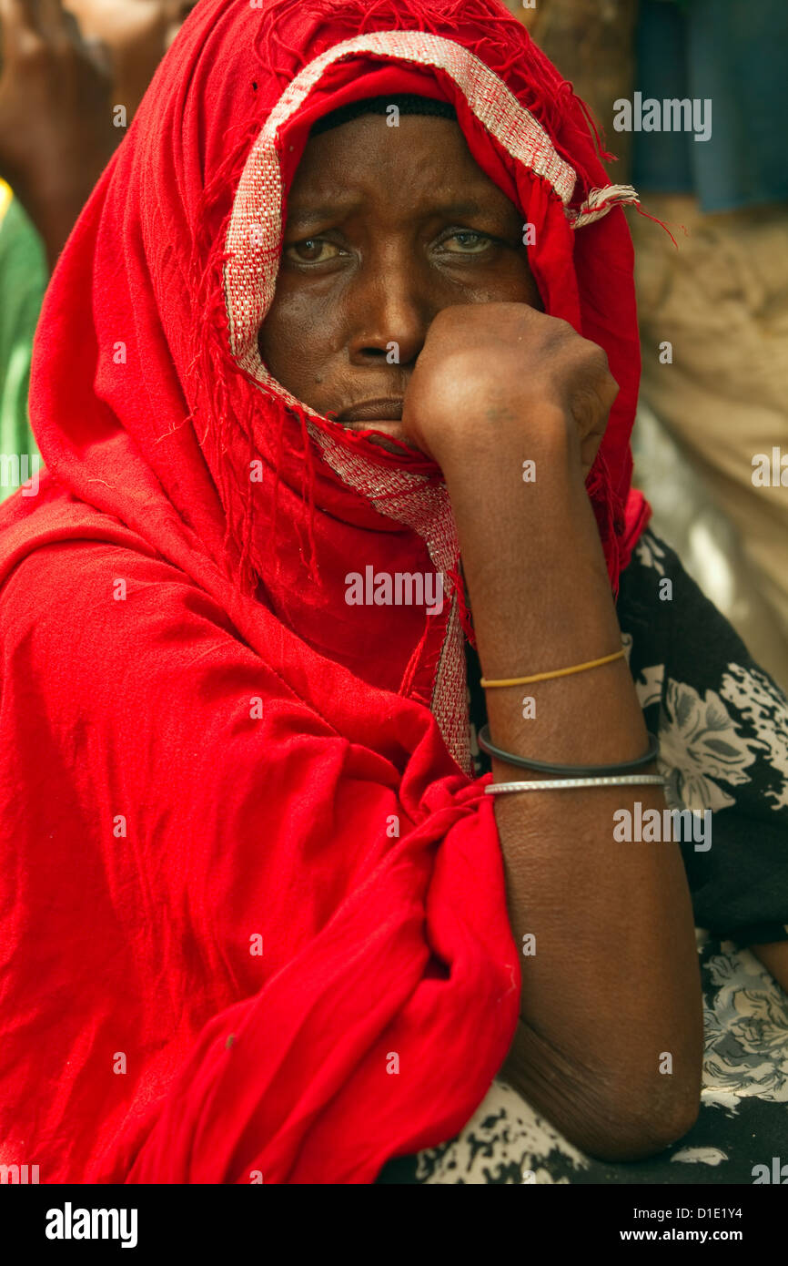 Des réfugiés somaliens dans un camp femme fuyant la guerre civile somalie de Mogadiscio Banque D'Images