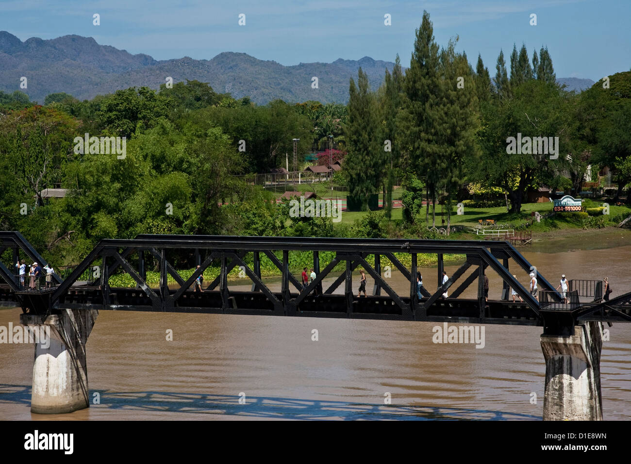 Le pont sur la rivière Kwai, Kanchanaburi, Thaïlande Banque D'Images