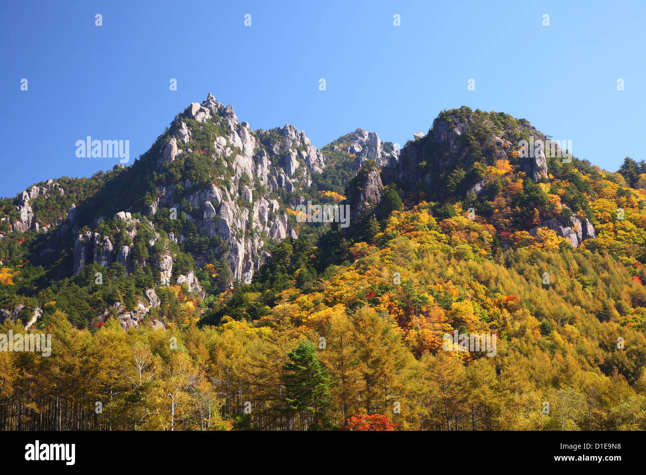 Crag automne montagne, Mt. Mizugaki, Yamanashi, Japon Banque D'Images