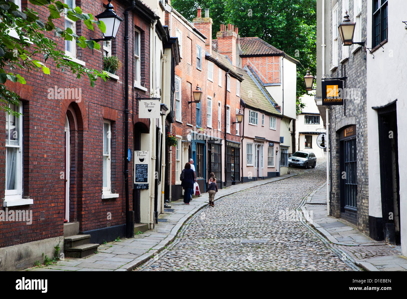 Elm Hill, Norwich, Norfolk, Angleterre, Royaume-Uni, Europe Banque D'Images